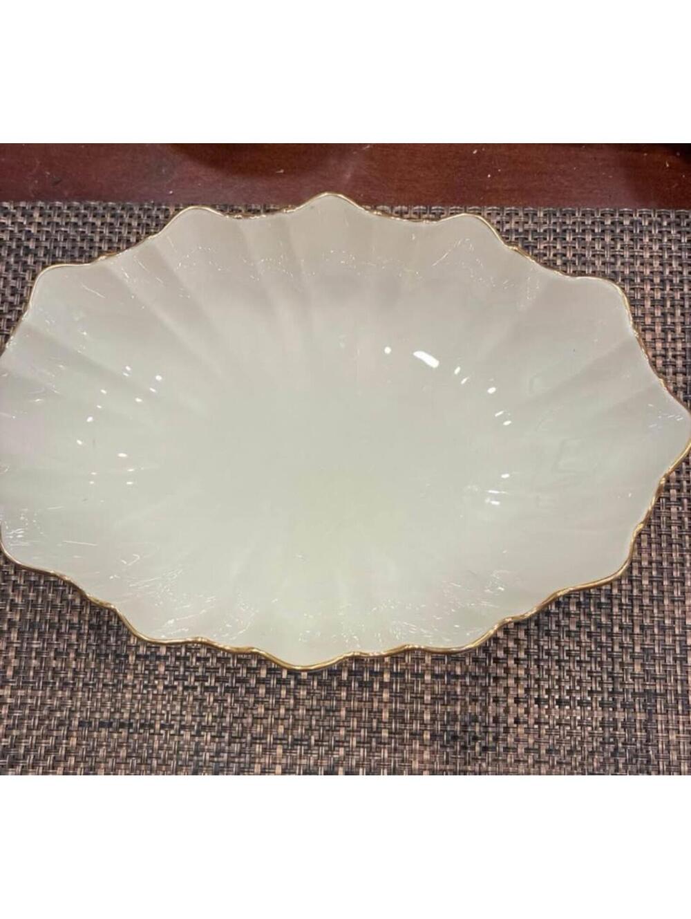 Pretty white scalloped Lenox serving bowl with 24k gold trim